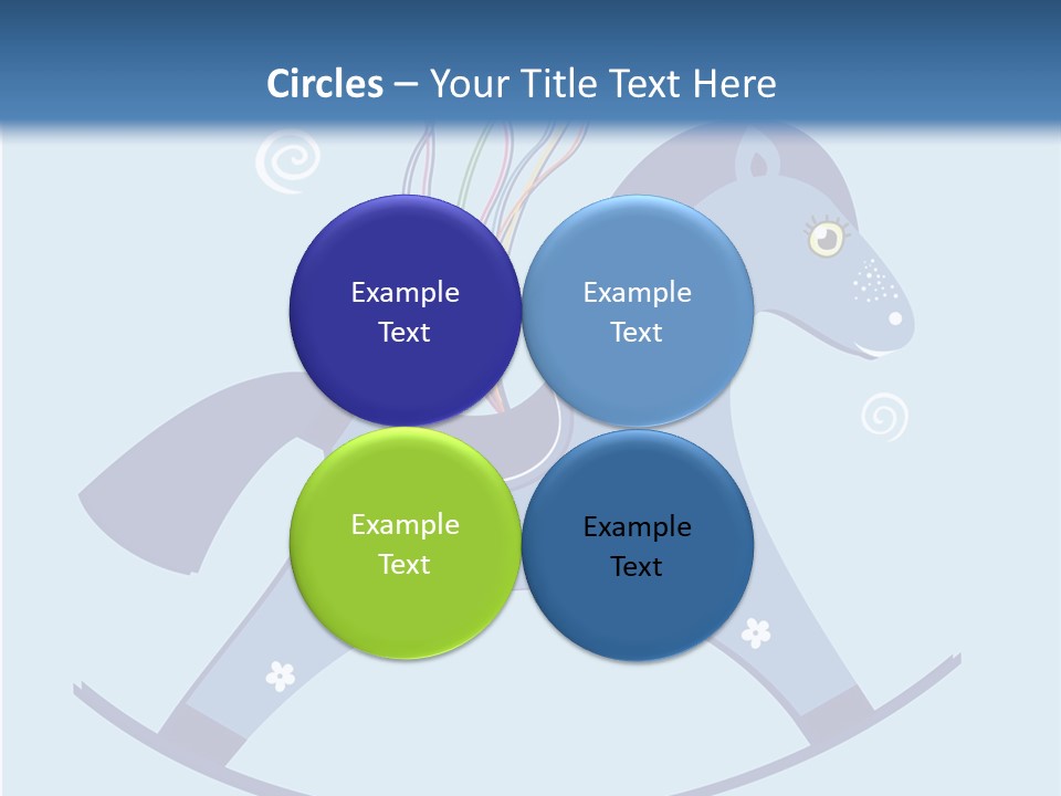 A Blue Horse With Balloons And Presents On It's Back PowerPoint Template