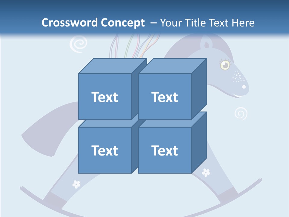 A Blue Horse With Balloons And Presents On It's Back PowerPoint Template