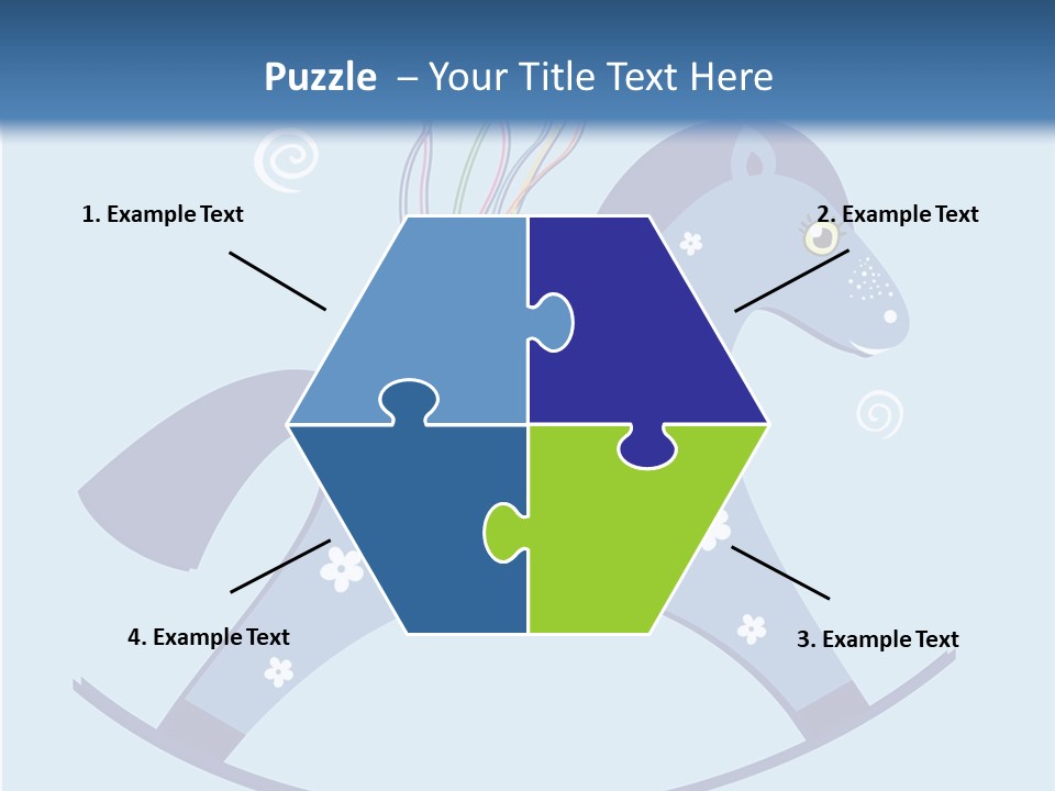 A Blue Horse With Balloons And Presents On It's Back PowerPoint Template