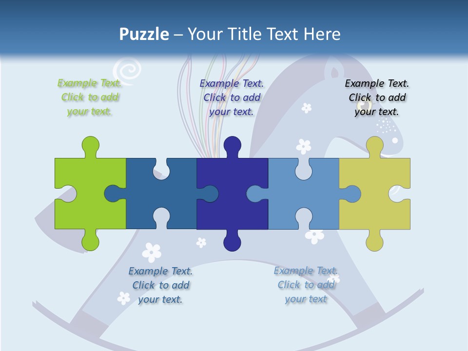 A Blue Horse With Balloons And Presents On It's Back PowerPoint Template