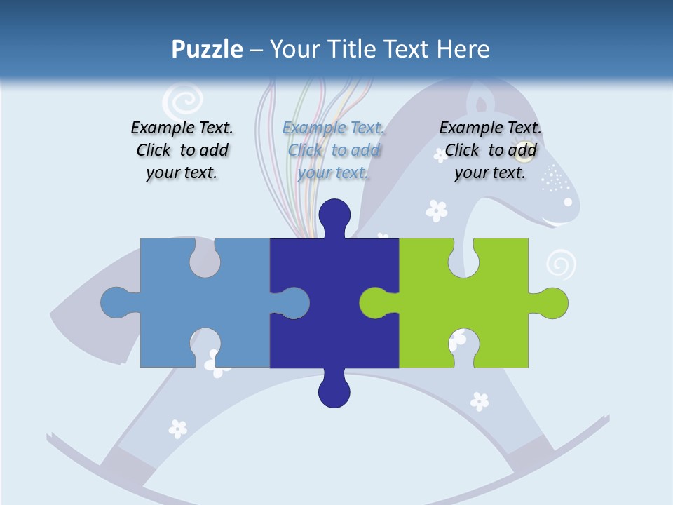 A Blue Horse With Balloons And Presents On It's Back PowerPoint Template