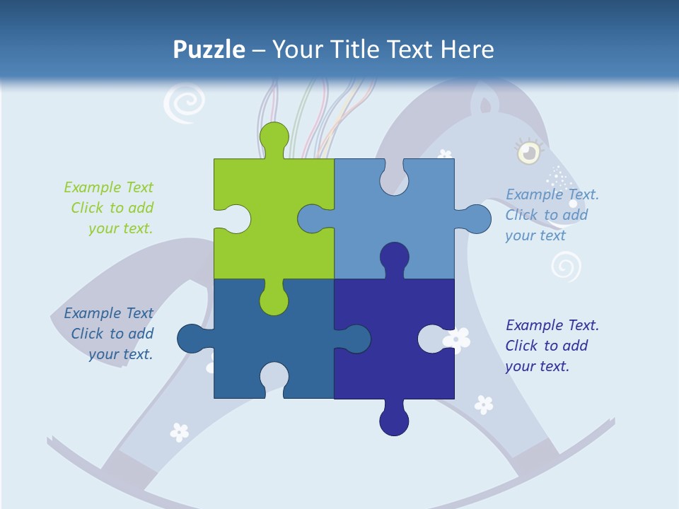 A Blue Horse With Balloons And Presents On It's Back PowerPoint Template