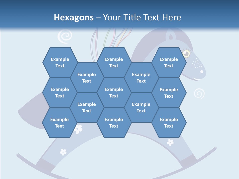 A Blue Horse With Balloons And Presents On It's Back PowerPoint Template