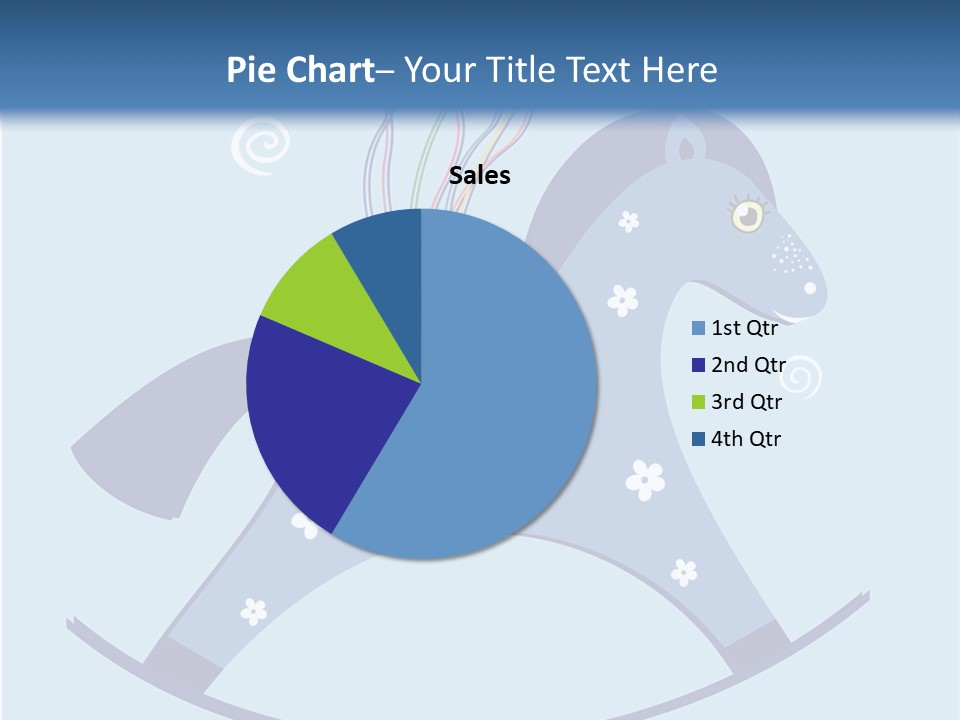 A Blue Horse With Balloons And Presents On It's Back PowerPoint Template