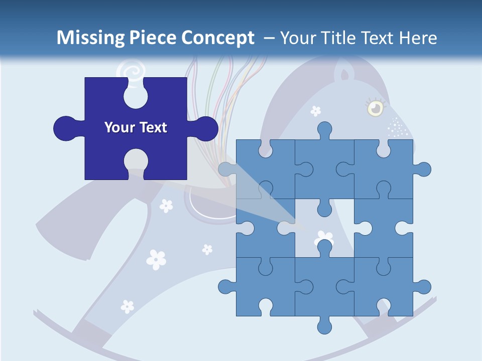 A Blue Horse With Balloons And Presents On It's Back PowerPoint Template