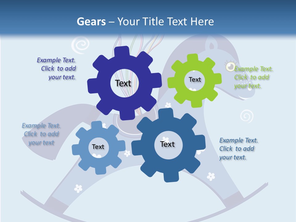 A Blue Horse With Balloons And Presents On It's Back PowerPoint Template