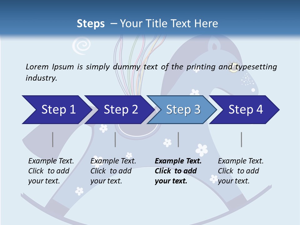 A Blue Horse With Balloons And Presents On It's Back PowerPoint Template