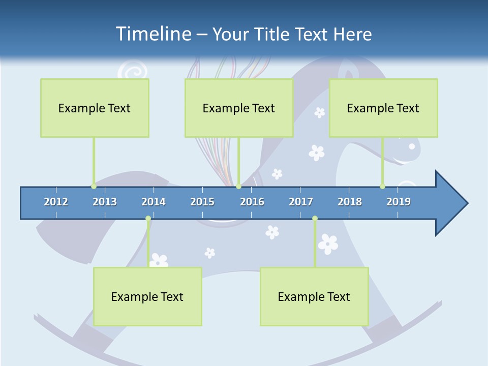 A Blue Horse With Balloons And Presents On It's Back PowerPoint Template