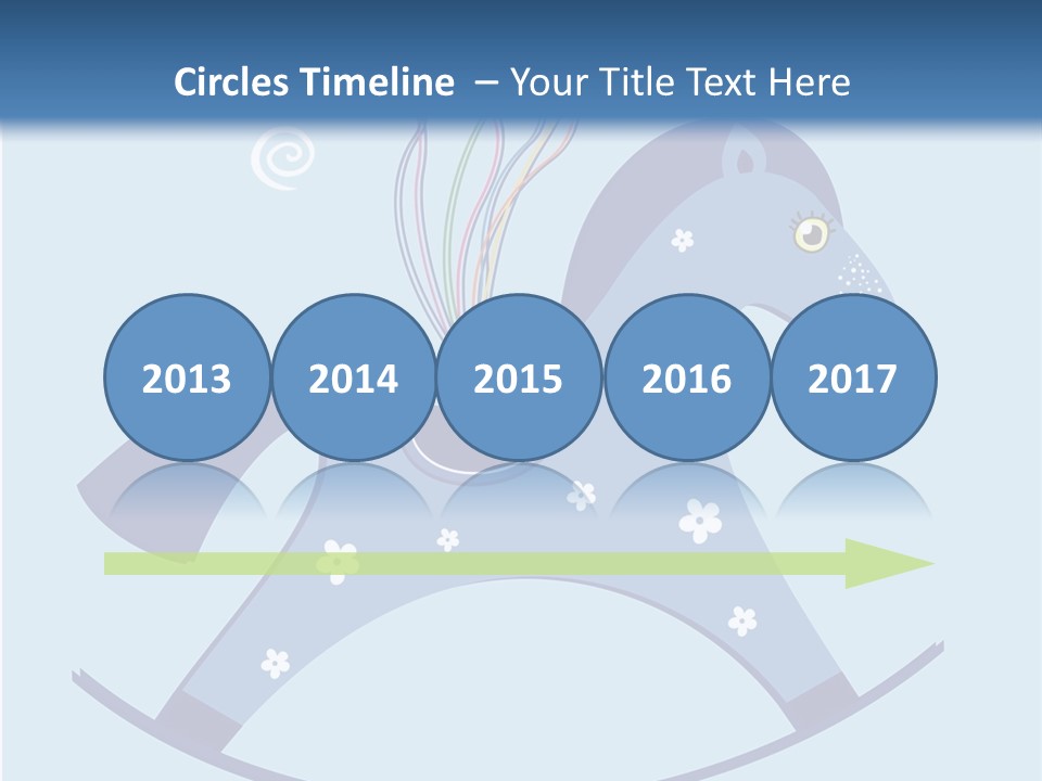 A Blue Horse With Balloons And Presents On It's Back PowerPoint Template