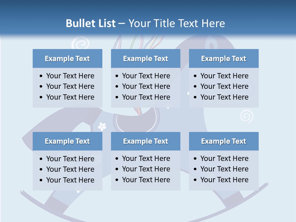 A Blue Horse With Balloons And Presents On It's Back PowerPoint Template