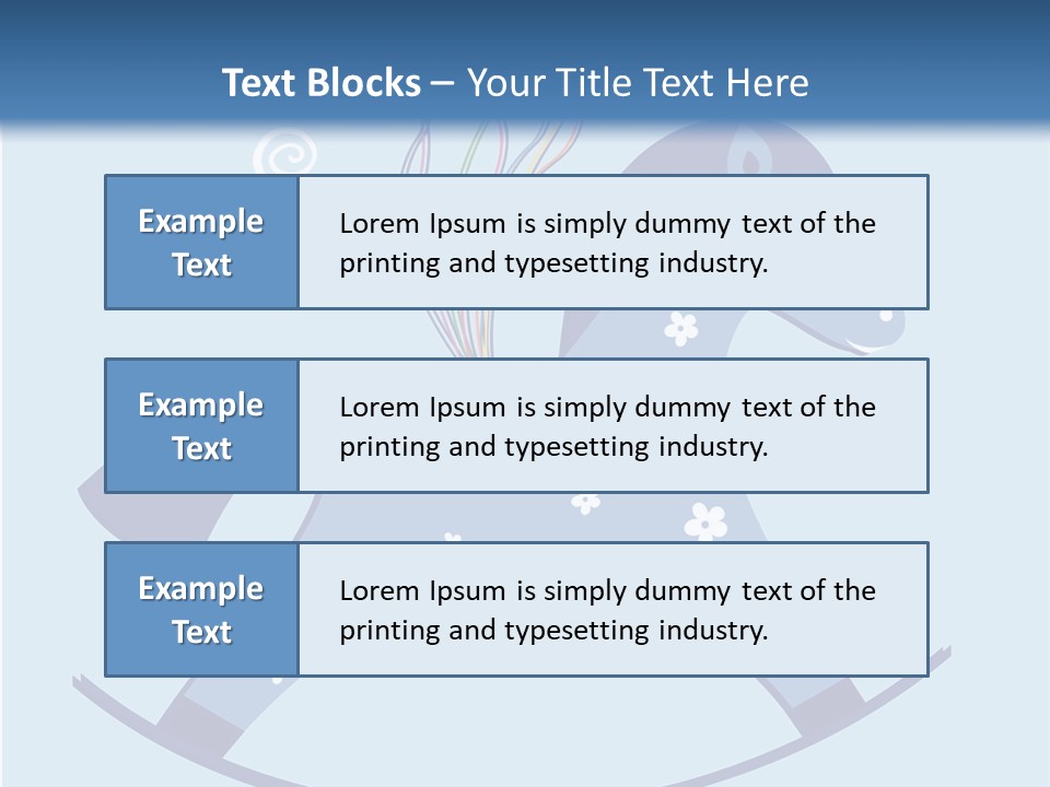 A Blue Horse With Balloons And Presents On It's Back PowerPoint Template