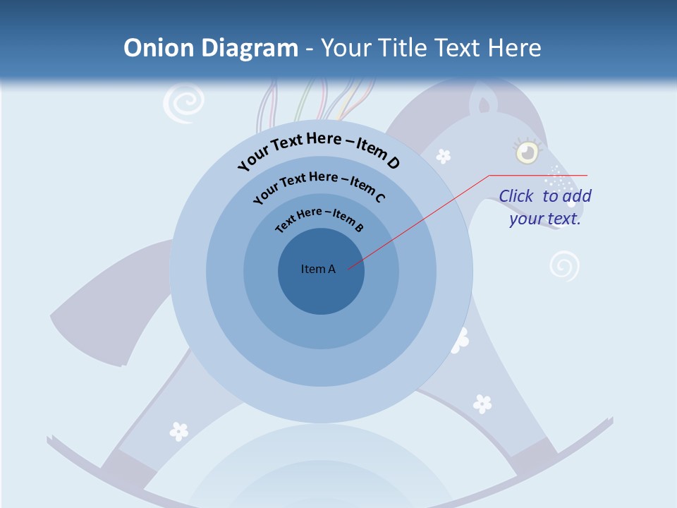 A Blue Horse With Balloons And Presents On It's Back PowerPoint Template