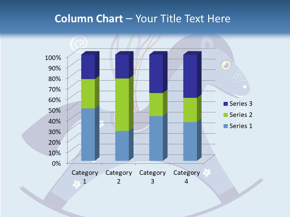 A Blue Horse With Balloons And Presents On It's Back PowerPoint Template