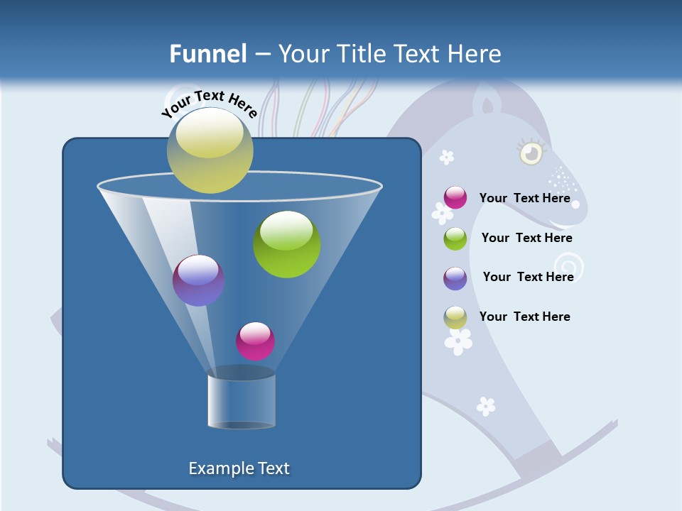 A Blue Horse With Balloons And Presents On It's Back PowerPoint Template