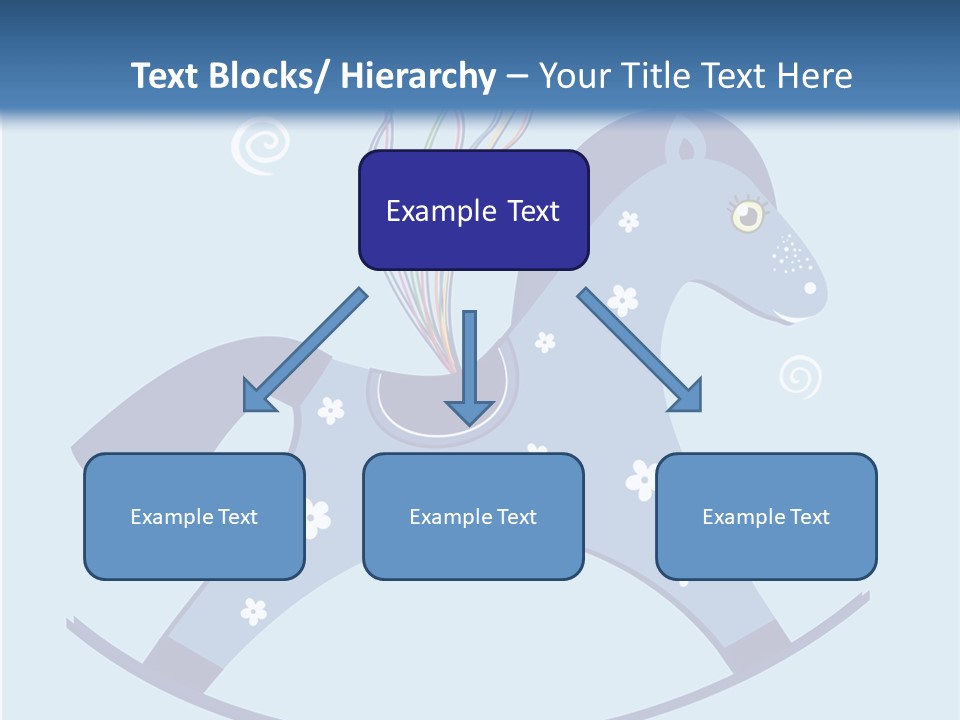 A Blue Horse With Balloons And Presents On It's Back PowerPoint Template