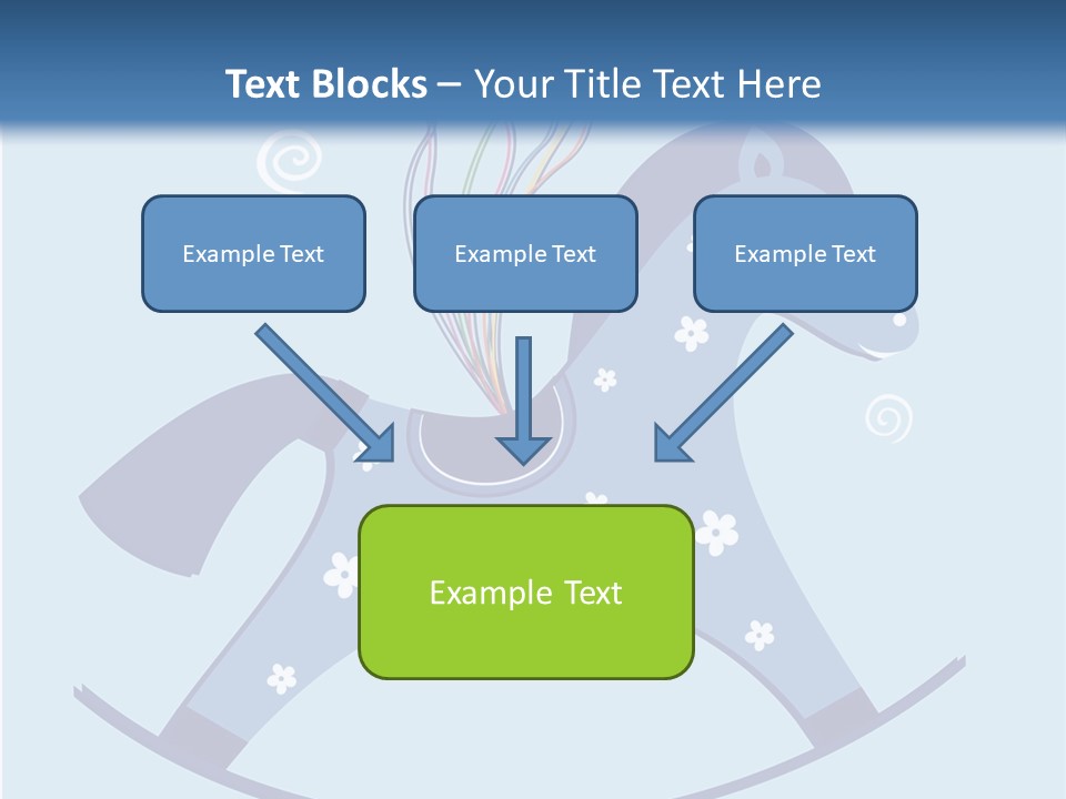 A Blue Horse With Balloons And Presents On It's Back PowerPoint Template