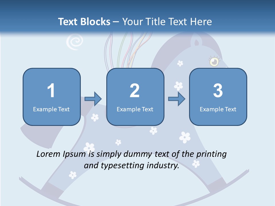 A Blue Horse With Balloons And Presents On It's Back PowerPoint Template