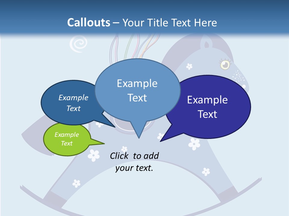 A Blue Horse With Balloons And Presents On It's Back PowerPoint Template