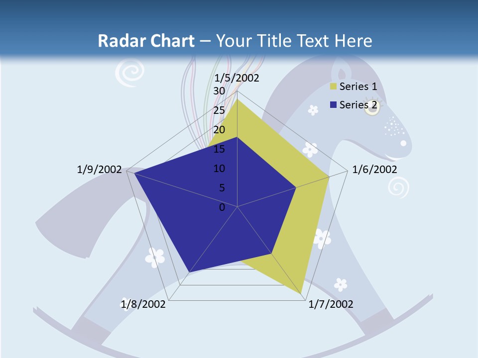 A Blue Horse With Balloons And Presents On It's Back PowerPoint Template