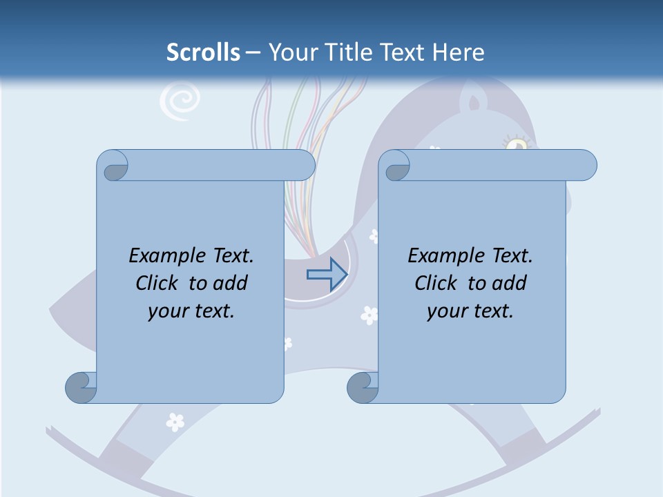 A Blue Horse With Balloons And Presents On It's Back PowerPoint Template