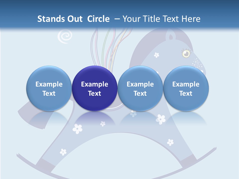 A Blue Horse With Balloons And Presents On It's Back PowerPoint Template