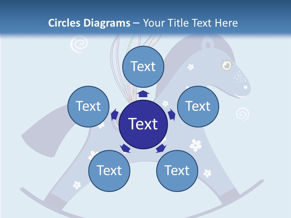 A Blue Horse With Balloons And Presents On It's Back PowerPoint Template