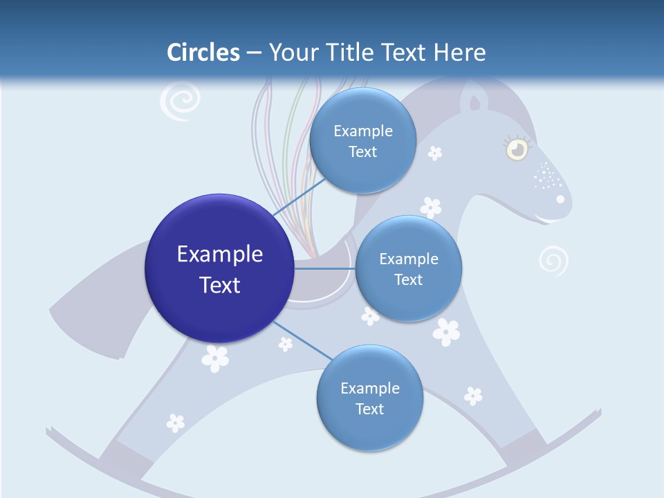 A Blue Horse With Balloons And Presents On It's Back PowerPoint Template