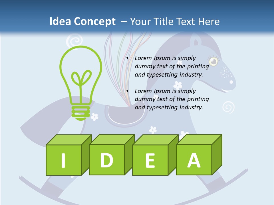 A Blue Horse With Balloons And Presents On It's Back PowerPoint Template