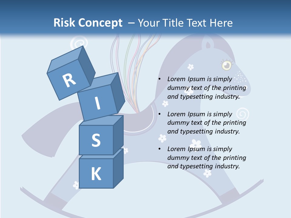 A Blue Horse With Balloons And Presents On It's Back PowerPoint Template