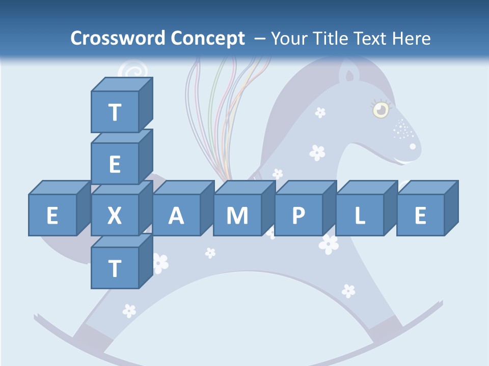 A Blue Horse With Balloons And Presents On It's Back PowerPoint Template