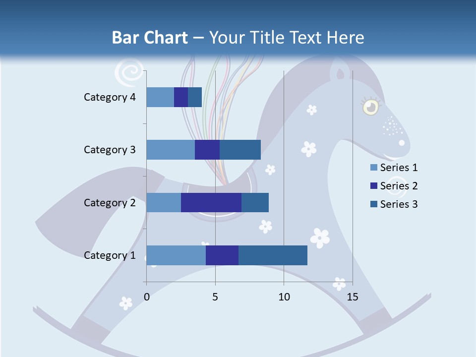 A Blue Horse With Balloons And Presents On It's Back PowerPoint Template
