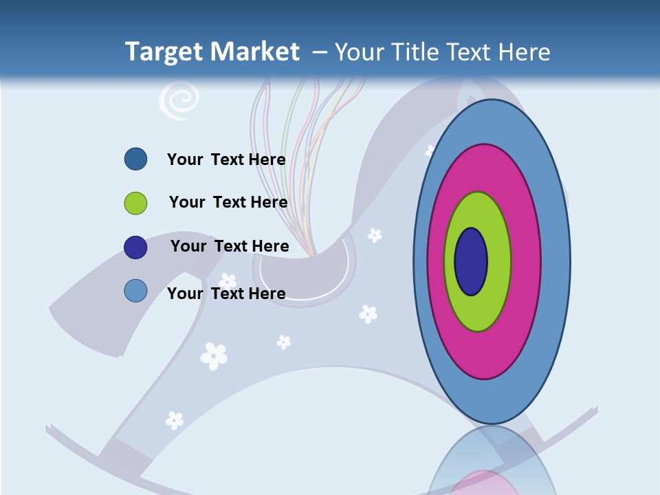 A Blue Horse With Balloons And Presents On It's Back PowerPoint Template