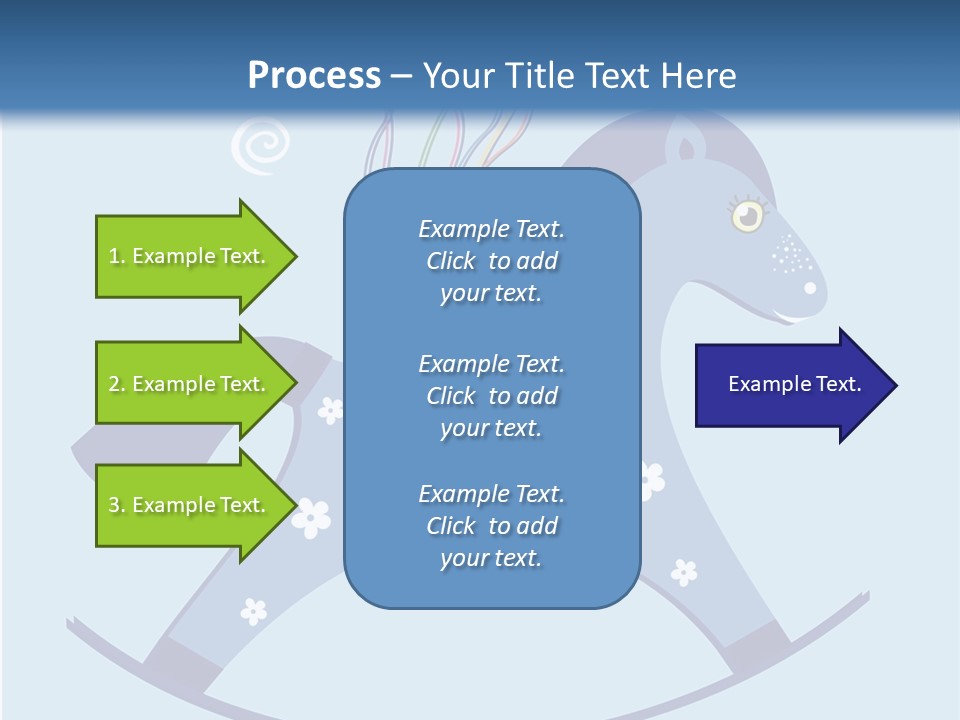 A Blue Horse With Balloons And Presents On It's Back PowerPoint Template
