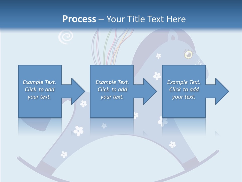 A Blue Horse With Balloons And Presents On It's Back PowerPoint Template