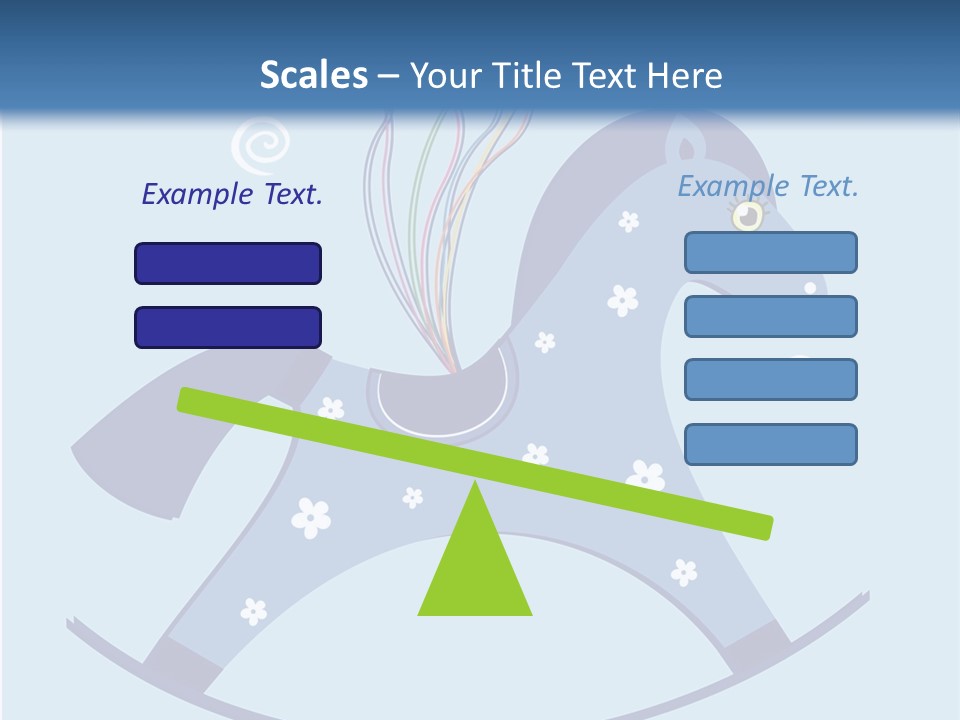 A Blue Horse With Balloons And Presents On It's Back PowerPoint Template