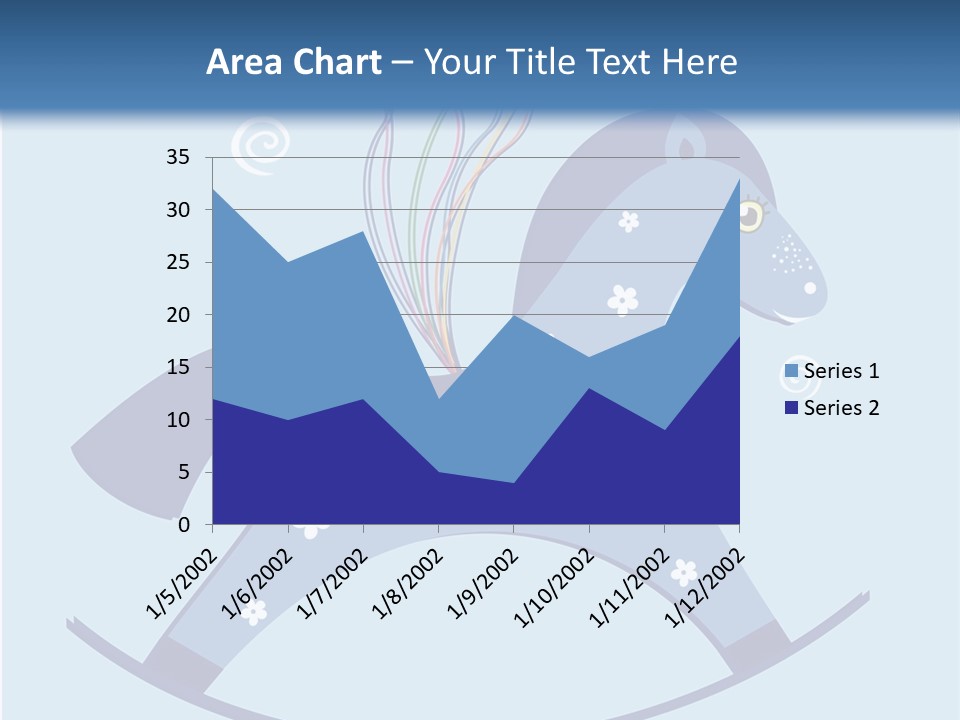 A Blue Horse With Balloons And Presents On It's Back PowerPoint Template