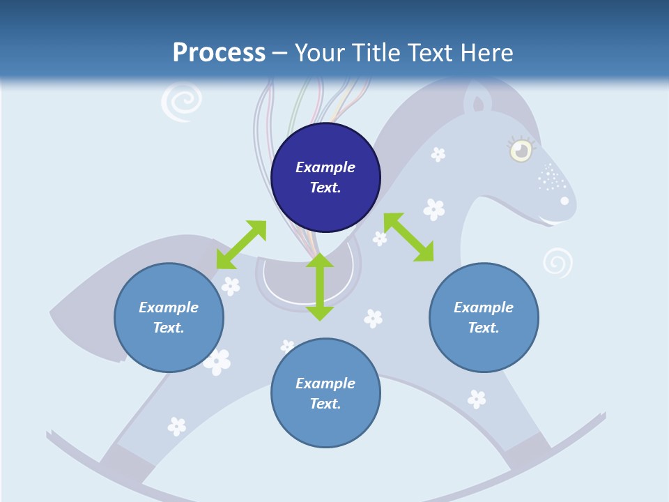 A Blue Horse With Balloons And Presents On It's Back PowerPoint Template