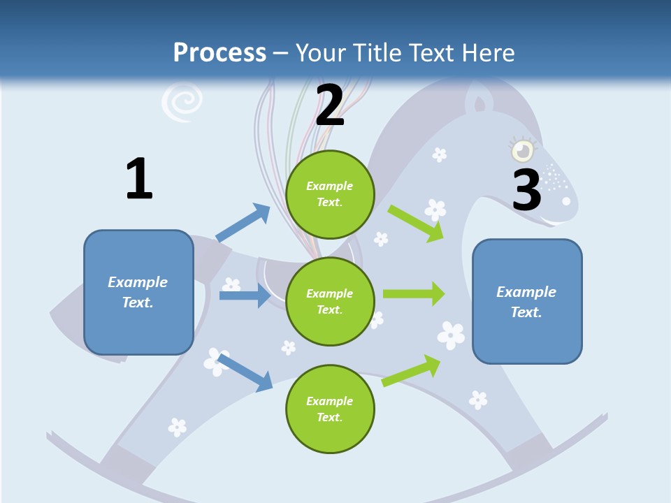 A Blue Horse With Balloons And Presents On It's Back PowerPoint Template