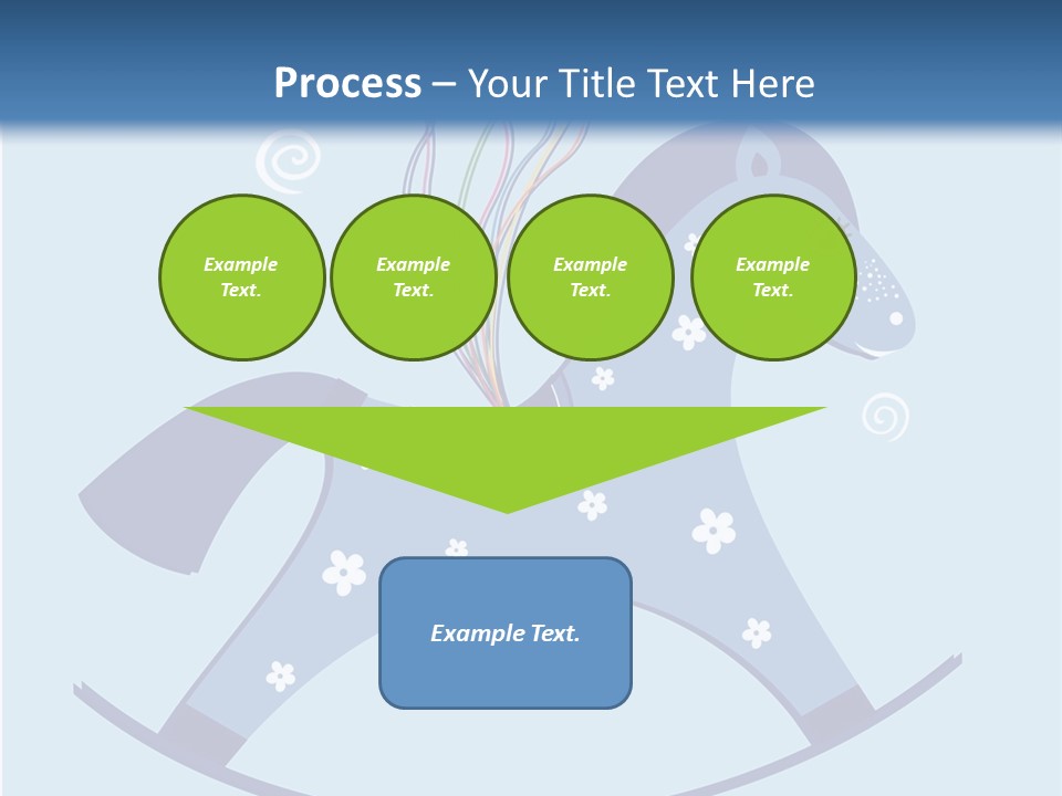 A Blue Horse With Balloons And Presents On It's Back PowerPoint Template