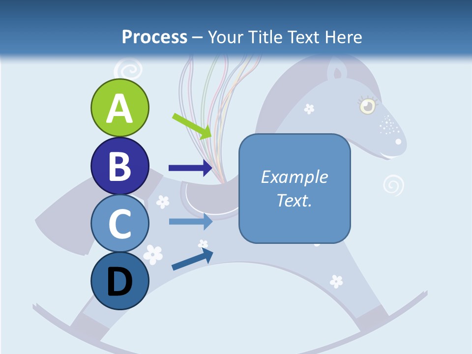 A Blue Horse With Balloons And Presents On It's Back PowerPoint Template