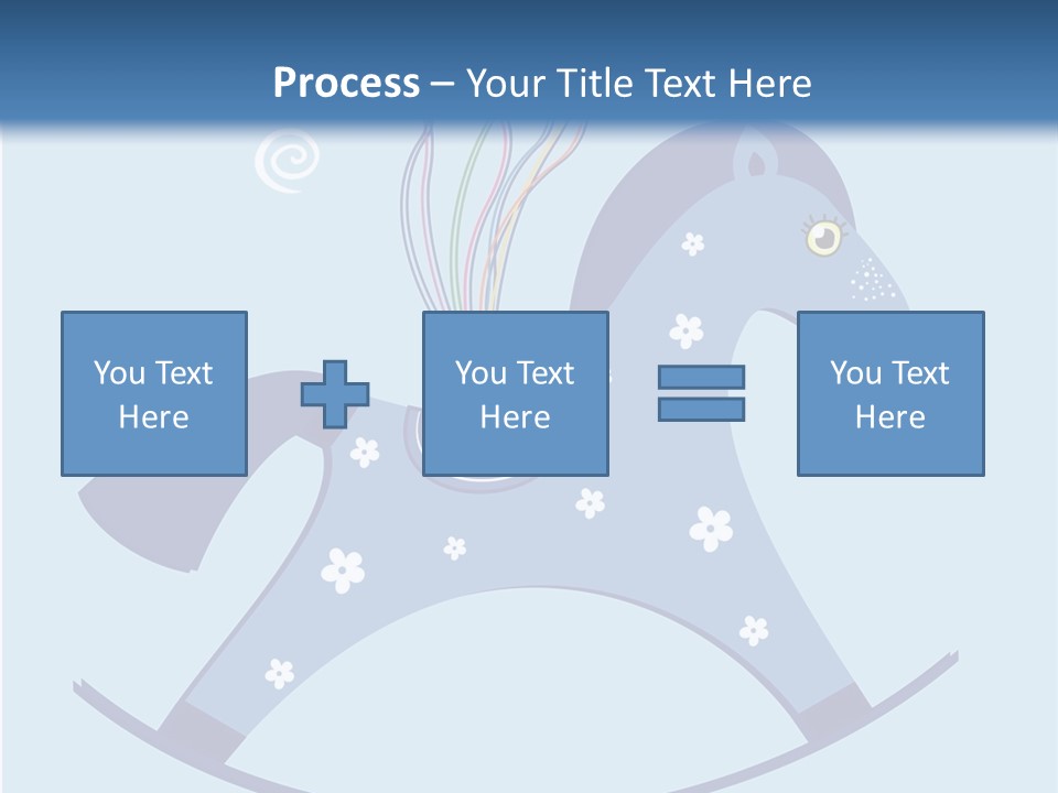 A Blue Horse With Balloons And Presents On It's Back PowerPoint Template