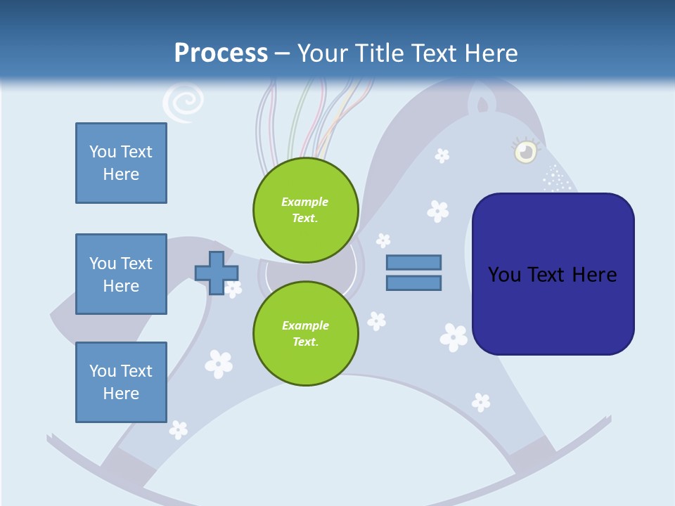 A Blue Horse With Balloons And Presents On It's Back PowerPoint Template
