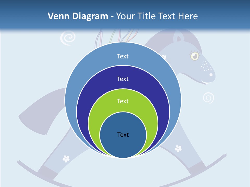 A Blue Horse With Balloons And Presents On It's Back PowerPoint Template