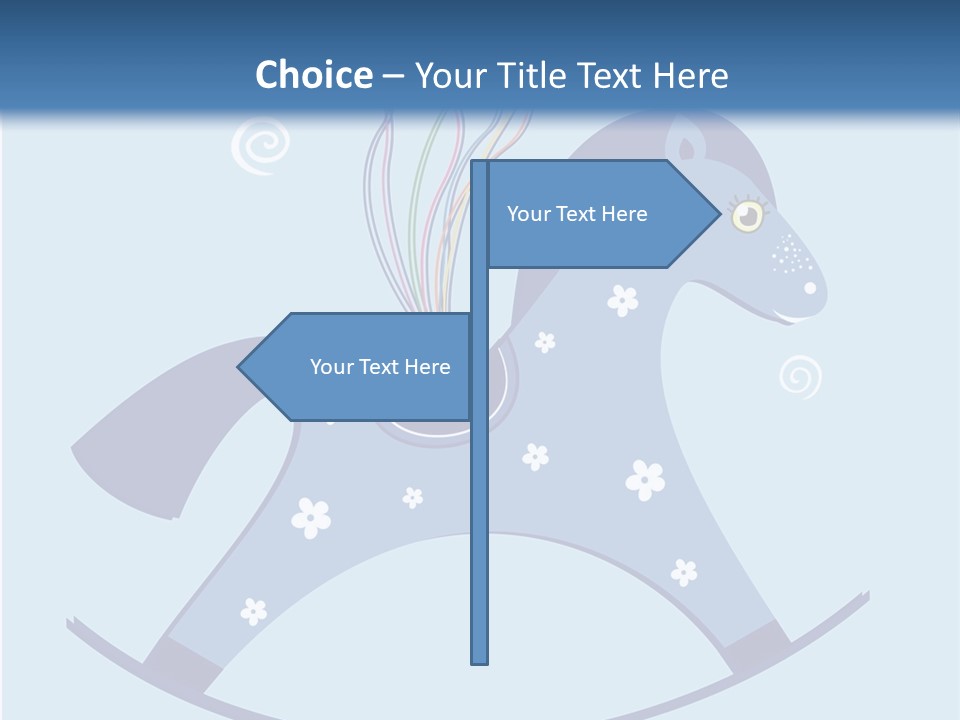 A Blue Horse With Balloons And Presents On It's Back PowerPoint Template