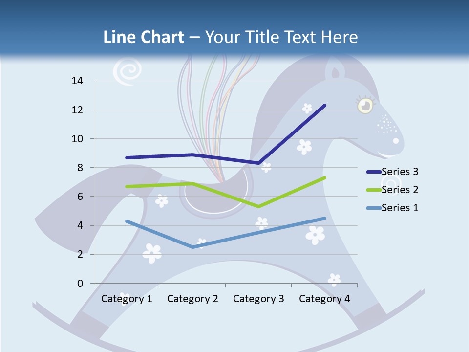 A Blue Horse With Balloons And Presents On It's Back PowerPoint Template