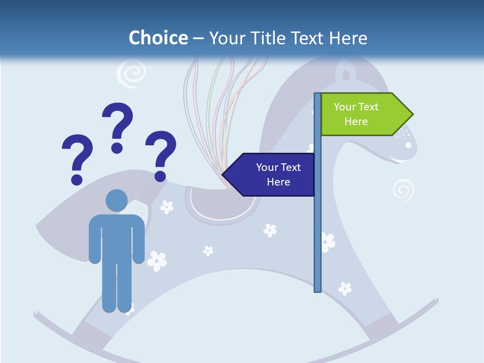 A Blue Horse With Balloons And Presents On It's Back PowerPoint Template