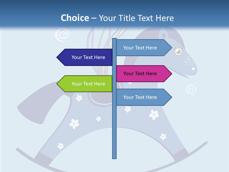 A Blue Horse With Balloons And Presents On It's Back PowerPoint Template