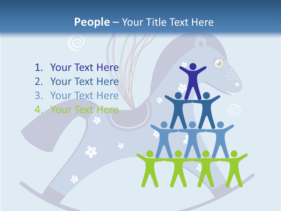 A Blue Horse With Balloons And Presents On It's Back PowerPoint Template