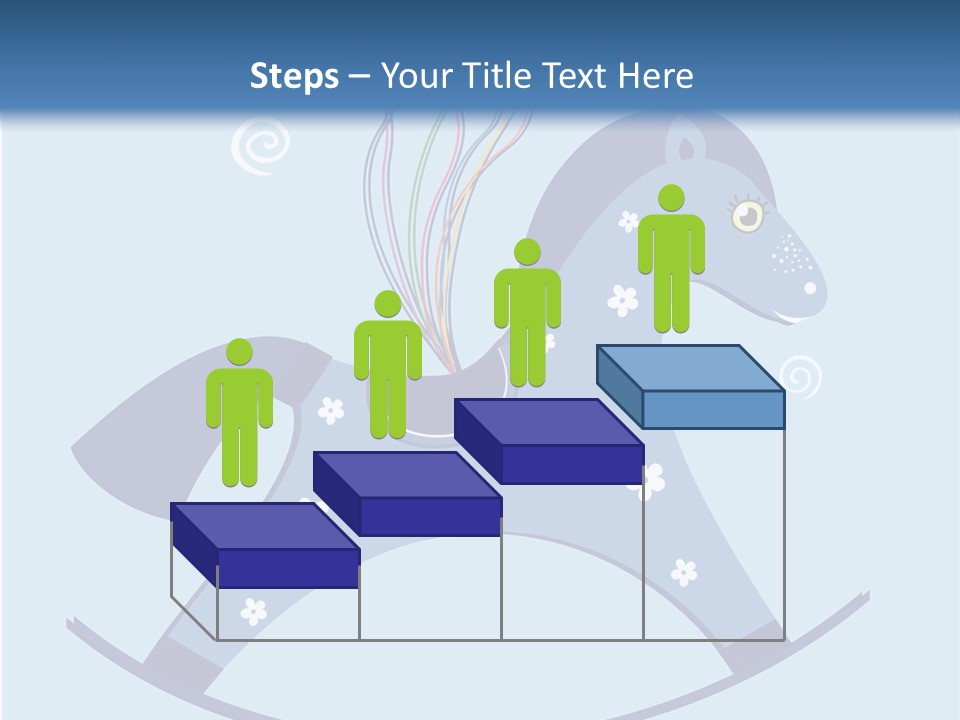 A Blue Horse With Balloons And Presents On It's Back PowerPoint Template