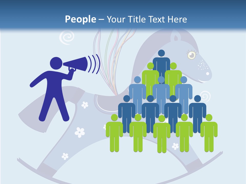 A Blue Horse With Balloons And Presents On It's Back PowerPoint Template